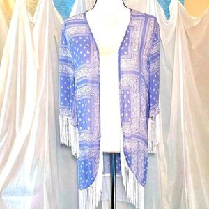 NWT Chan Luu Fringed Bandana Print Kimono Sz S